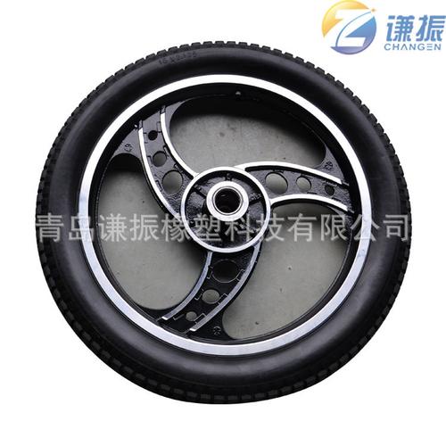 16寸pu发泡轮铝合金轮毂 各种工具车轮载重轮冰激淋车轮工厂自产